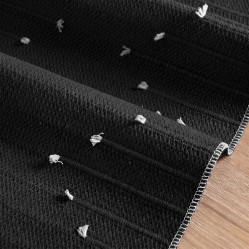 Black Farmhouse Cotton Woven Table Runner 12x60 Inch for Fall Halloween Holiday Dining
