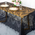 Black Lace Tablecloth 60x120 Inches - 2 Pack Wedding & Party Overlay, Rectangular