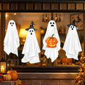 Halloween Ghost Window Clings - Extra Large 35.4 x 13.8 Inch Decals - Pack of 4 - Ghost, Witch Hat & Pumpkin Design - Reusable PVC for Home & Party Decor - Variation: Halloween