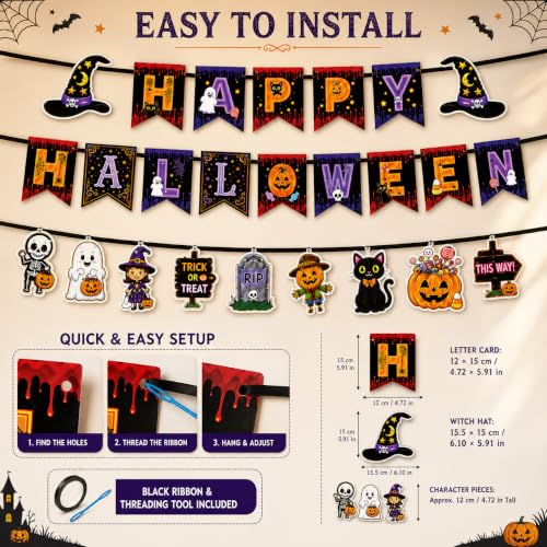 Halloween Banner and Spider Web Decoration Set - Happy Halloween & Spider Web Variation