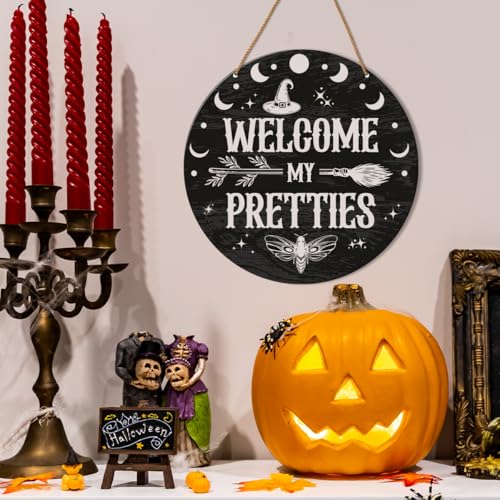 Halloween Wooden Front Door Sign H10 Witch Welcome Decor Gothic House Entryway