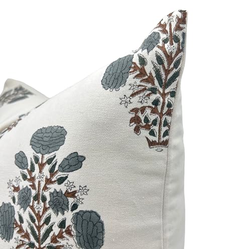 Grey-Brown Cotton Handcrafted Block Print Pillow Cover 14x20 Inch Throw Cushion for Sofa