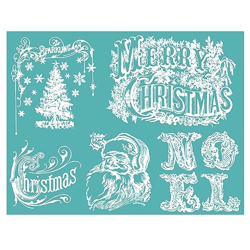 Reusable Christmas Stencil 8.5x11 Inch Silkscreen for Wood Fabric Wall Decor - 1PCS