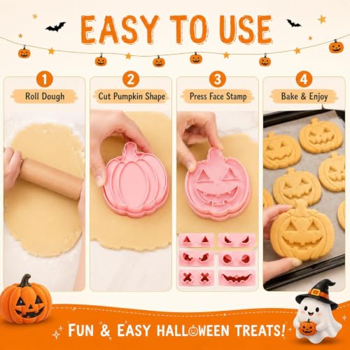 Halloween Cookie Cutters and Stamps Set - 13 Pumpkin Shapes