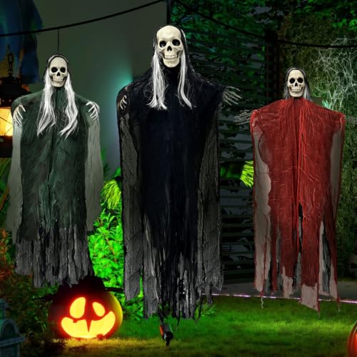 Halloween Hanging Skeleton Ghost Decorations Set - Spooky Outdoor Indoor Decor