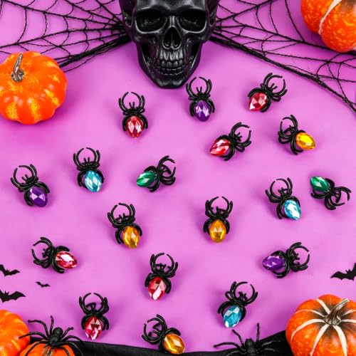 Halloween Spider Rings 50 Pack Adjustable Plastic Costume Party Favors