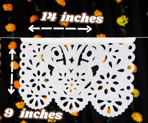 Dia de Los Muertos Papel Picado Banner - 5 Pack Brown & White Decor