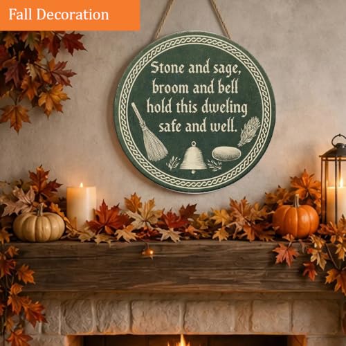 Pagan Witchy House Blessing Wooden Sign - Halloween Decor, 12x12, With Rope - Halloween Decorations, Spiritual Home Sign, Fall & Holiday Decor