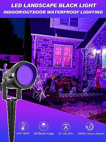15W LED Black Light Spotlight for Glow Parties & Outdoor Decor - Waterproof 2 Pack