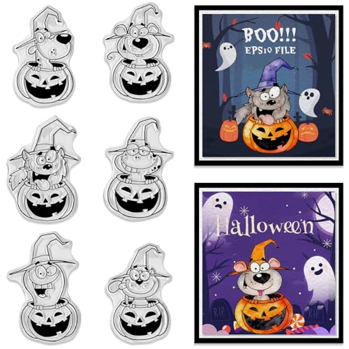 Halloween Clear Rubber Stamps for Card Making & Crafts - Style 6