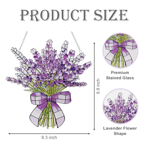 Lavender Flower Stained Glass Window Suncatchers - Indoor Wall Decor, Gift Idea