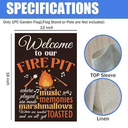 Outdoor Garden Flag Welcome to Our Fire Pit - Camping Decor Banner