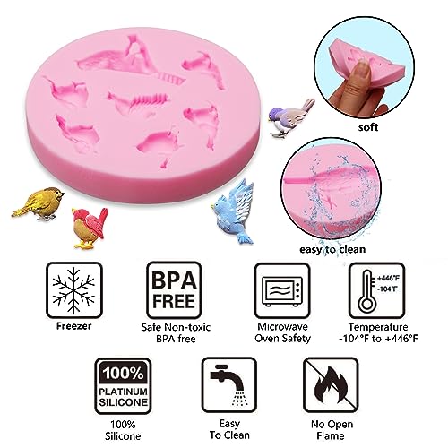 Bird Silicone Molds 4 Pack Z203 - Mini Cardinal Cake Decoration & Fondant Mold