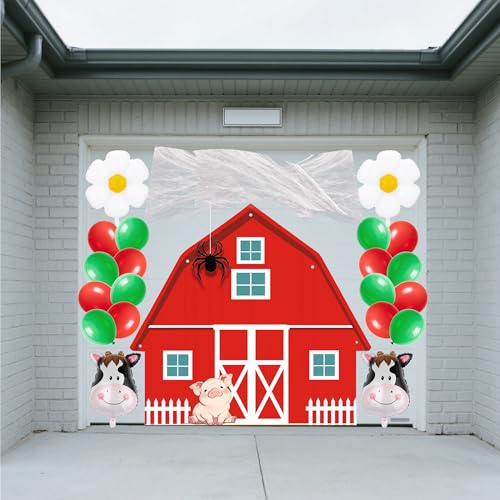 Farm Halloween Trunk or Treat Car Decorations Kit - Barn Banner, Balloons & Web
