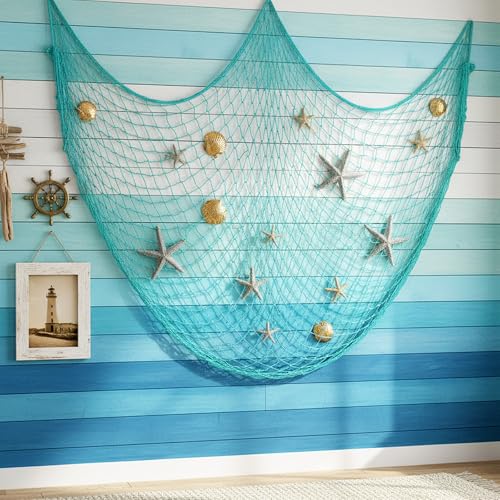 8 Pack Fish Net Decorations for Party, 39.4x78.7 Inch Ocean-Themed Netting
