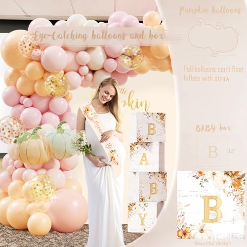 Fall Baby Shower Decorations Set for Girl - Rustic Pumpkin Theme Party Supplies