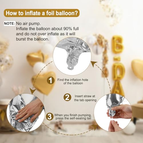 40 Inch Silver 2026 Number Balloons for New Year & Graduation Decorations – Reusable Foil Globos