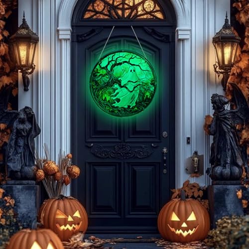 Halloween Ghost Decorations Indoor Outdoor Acrylic Wreath - Ghost Variation