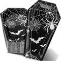 Halloween Coffin Paper Plates Party Tableware - Spider Style, 100 Pcs