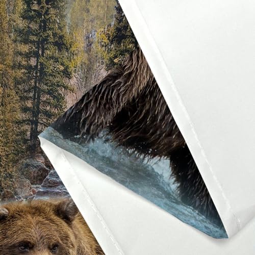 Forest Bear Shower Curtain 69x78 Inches - Misty Mountains Wildlife Bathroom Decor