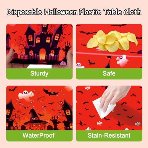 Halloween Decorations - 3 Pack Disposable Plastic Table Covers Pumpkin Color
