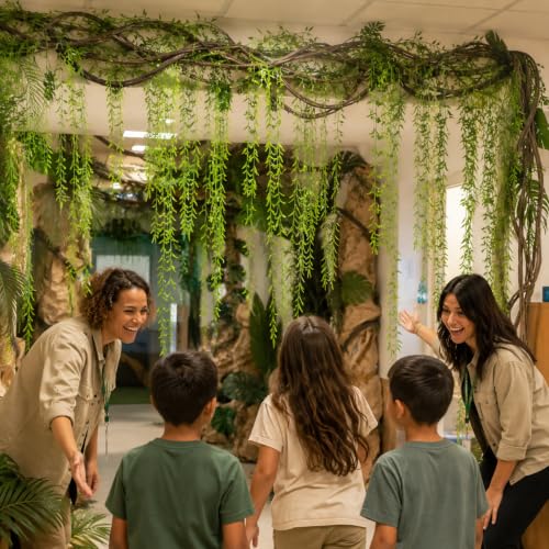 Artificial Jungle Vines Set with Willow Branches and Hooks for Classroom & Event Decor