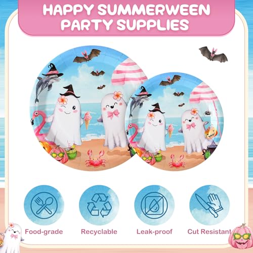 Halloween Summer Beach Party Tableware Set for 50 Guests - Plates, Napkins, Cutlery