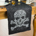 Halloween Skull Table Runner 14x72 Inch Sequin Skeleton Decor for Dining Table
