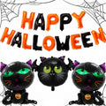 Halloween Foil Balloons with Banner Bat Cat Mylar Party Decorations