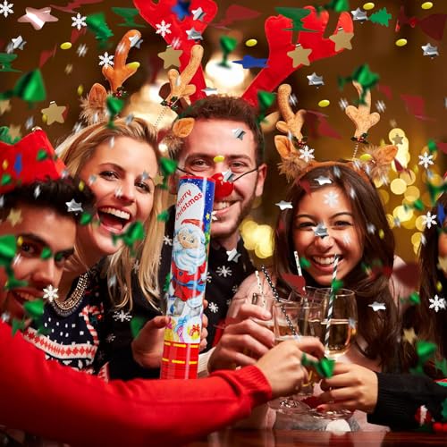 Christmas Confetti Cannon Party Poppers 4 Pack - Merry Christmas01 Multi Color Xmas Decorations