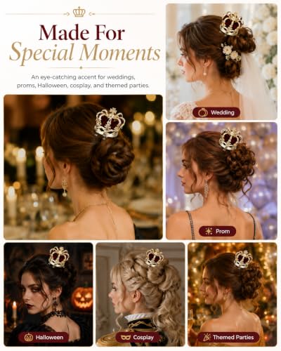 Mini Queen Crown Hair Clip for Women - 3D Hair Accessory
