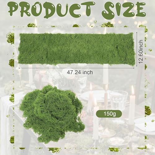 Fake Moss Table Runner for Halloween Enchanted Forest Decor - Green, 47 x 12 Inches