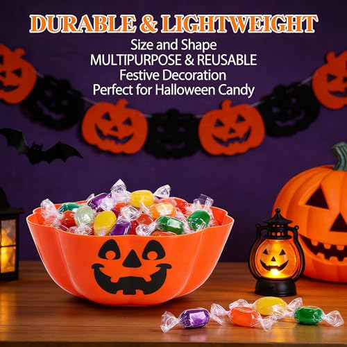 Halloween Pumpkin Candy Bowl - Large Plastic Trick-Or-Treat Dish for Parties