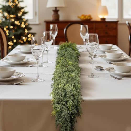 2-Pack 6FT Christmas Cedar Garland - Realistic Artificial Greenery for Mantle & Holiday Decor