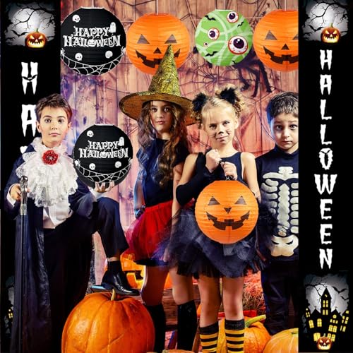 Halloween Door Banner Decorations - Spooky Jack-o'-Lantern & Haunted House Design