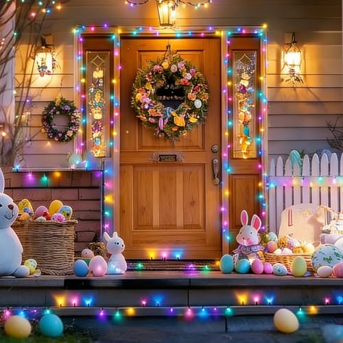Multicolor Easter String Lights 33FT 100 LED with 16 Light Modes - Green Wire