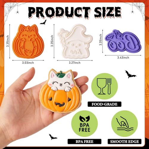 Halloween Boo Cookie Cutters Set - Purple 3D Bat Design for Baking & Decorating - Variation of Boo