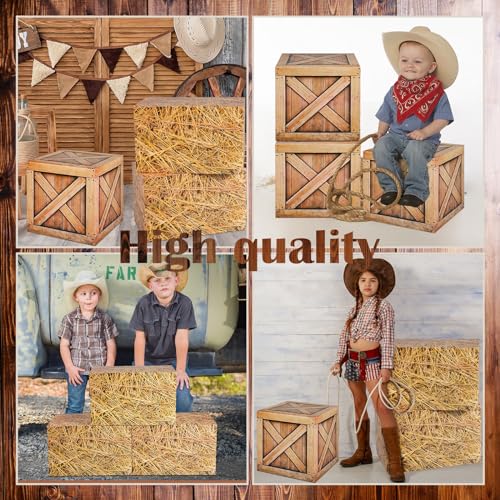 Western Cowboy Hay Bales Boxes Decor - Straw Style, 8 Pack for Party & Event