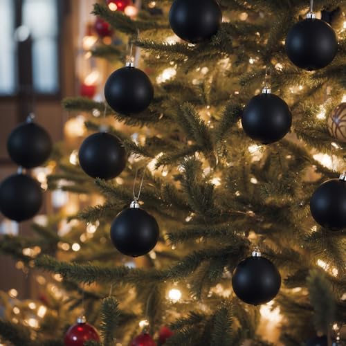 Poen 12 Pack 6 Inch Extra Large Black Christmas Ball Ornaments Jumbo Holiday Decorations