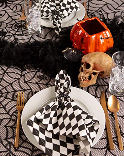 Spider Web Lace Overlay Tablecloth - Gothic Halloween Decor 54x72 Inches - Variation: Spider Web / 72" x 54"
