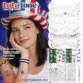 4th of July Makeup Set with Glitter Freckles Face Tattoos & Gems - Variation of Set A