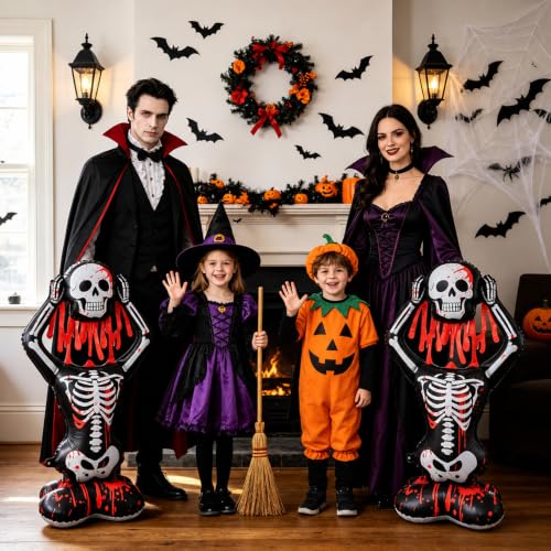 2 Pack Self Standing Skeleton Balloons - Halloween Decorations, 3.7FT
