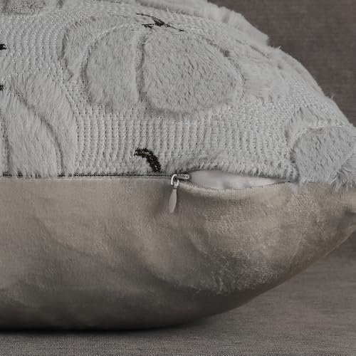 Gray Pumpkin Fall Pillow Covers 18x18 Set of 2 - Faux Fur Decor