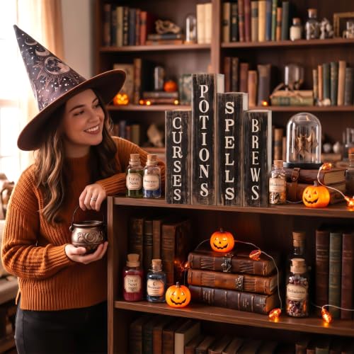 Halloween Spell Potion Sign Wooden Book Set - Spells 2 Variation