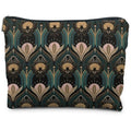 Witchy Goth Makeup Bag Bats and Flowers Vintage 1920s Style Cosmetic Pouch for Women