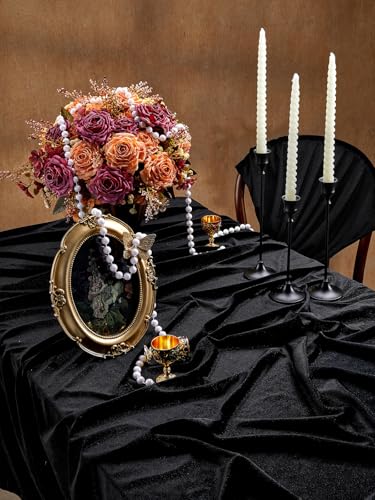 Black Velvet Tablecloth 60x102 Inches Luxurious Rectangular Cover with Variation Black / 102" x 60"