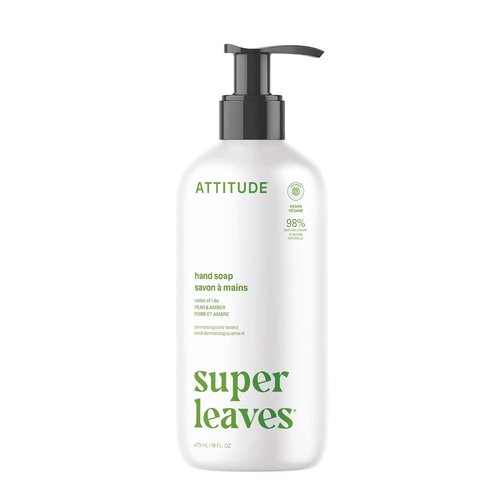 ATTITUDE Liquid Hand Soap - EWG Verified, Vegan & Plant-Based Formula | Pear & Amber, 16 Fl Oz