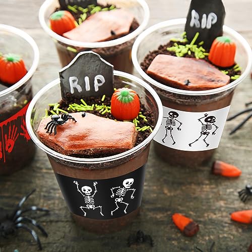 90-Pack Halloween Plastic Cups 12 oz Blood Skeleton Disposable Party Supplies