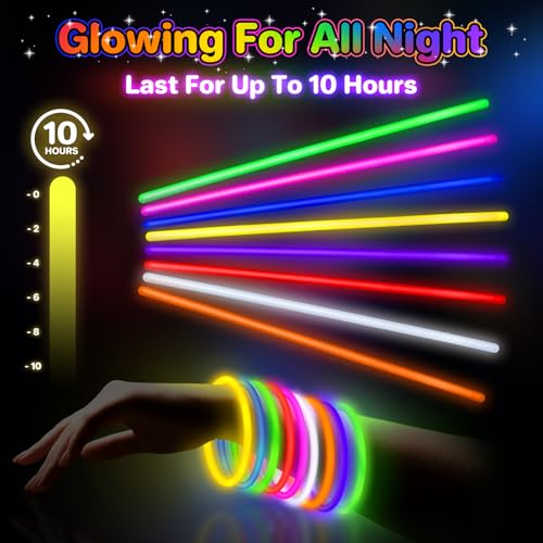 300 Pack Glow Sticks Bulk Party Supplies - 8 Colors for Kids, Weddings, Halloween