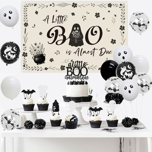 Halloween Baby Shower Decorations Set - Banner, Balloons & Backdrop for Spooky Celebration